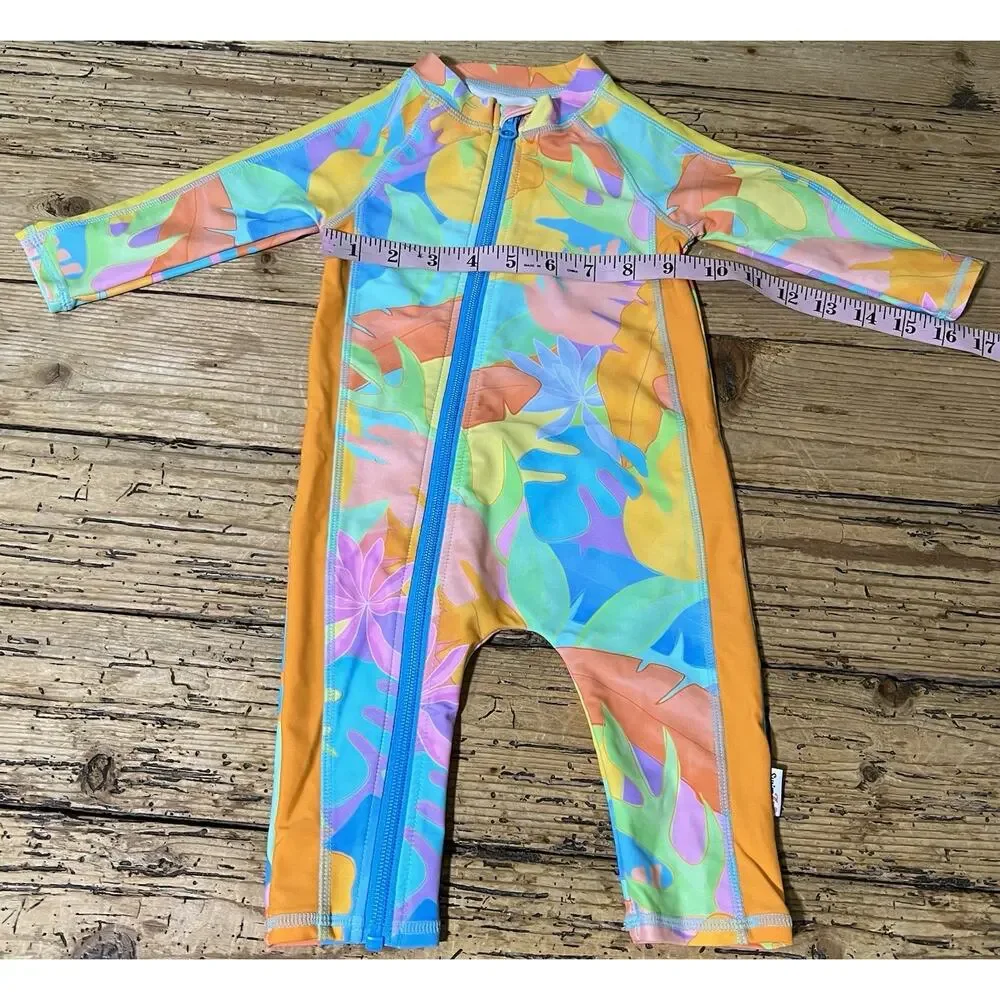 Sun Suit Kids Size 6-12m Multicolor Palm Swimsuit NWOT